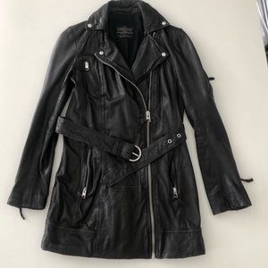 All saints leather jacket(mid-length)